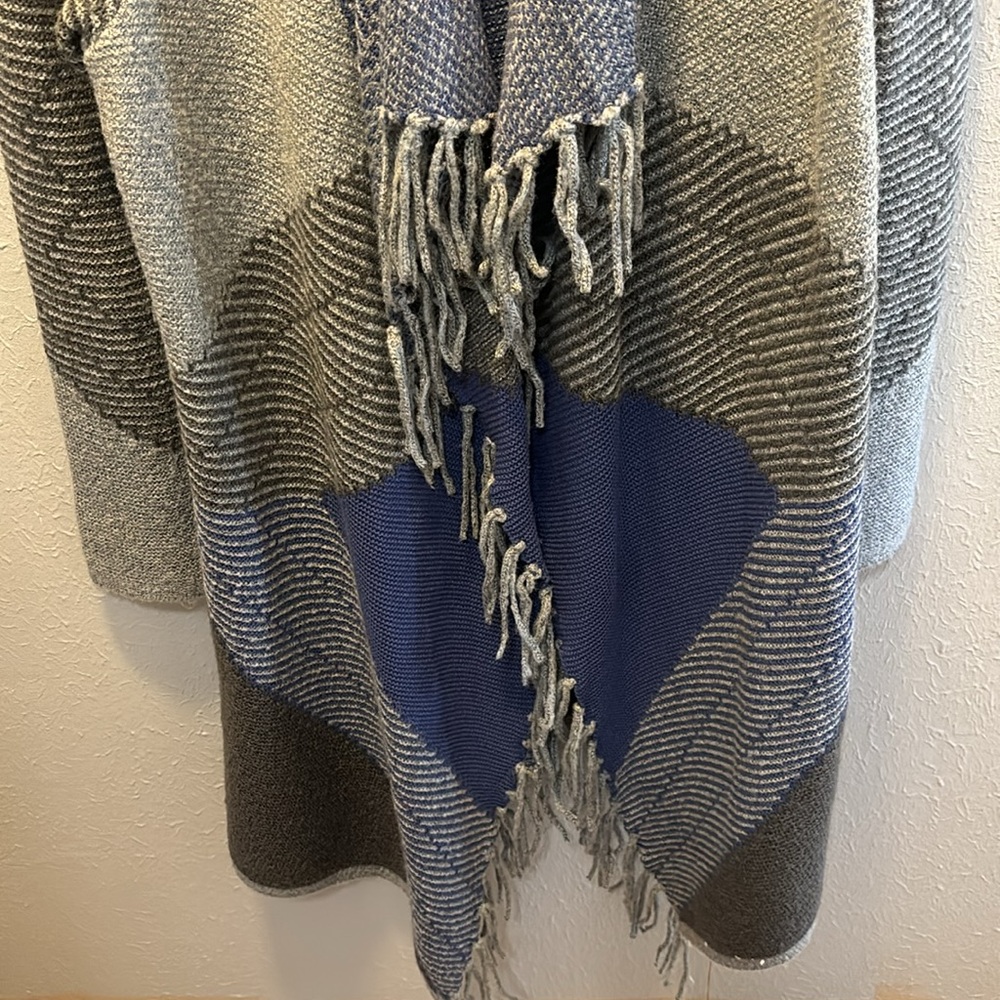 Rafaella Colorblock Fringe Open Front Cardigan Bl… - image 3